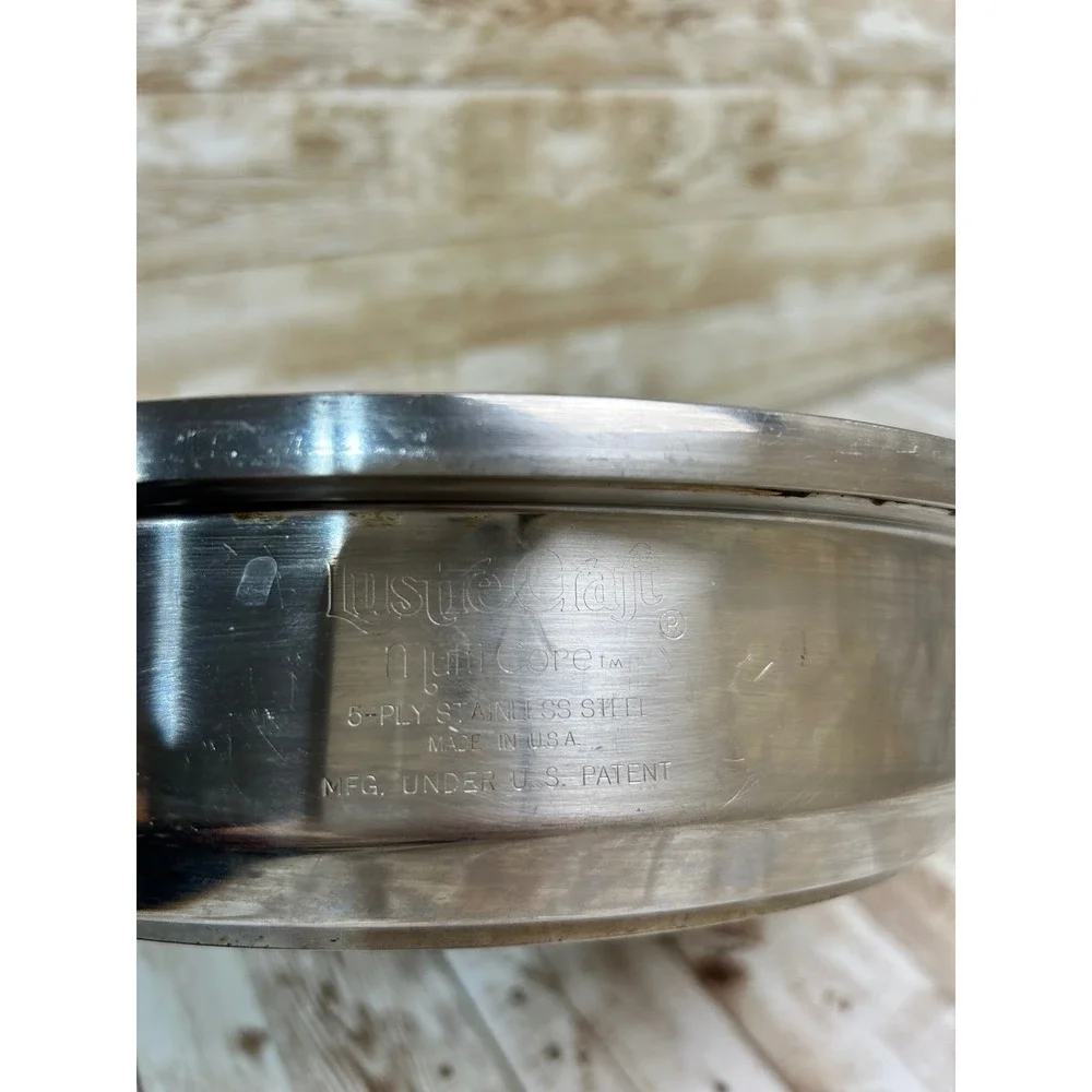 Lustre Craft Skillet Pan Silver 5-Ply Stainless Steel Multi Core USA 10.5 Inch